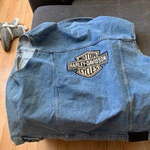 Harley Davidson blue Jean denim vest 2xl xxl NWT